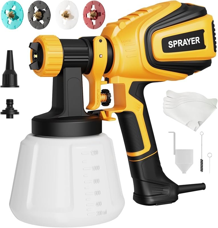 VONFORN 700W Paint Sprayer with 4 interchangeable nozzles and 3 spray 